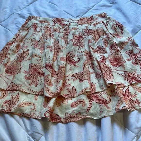 Express floral print linen blend tiered skirt size 6 NWT - Picture 6 of 7